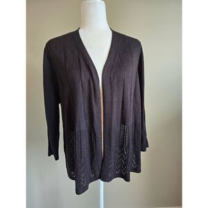 Peyton Primrose Open Front Cardigan Sz XL Black